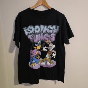 Looney Tunes Daffy Duck & Bugs Bunny Graphic Tee Black Size Large